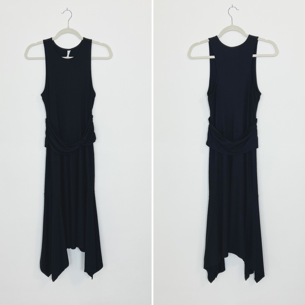 Anthropologie Ribbed Kingsolver Dress Asymmetrical Handkerchief Hem Midi Medium - Picture 5 of 9